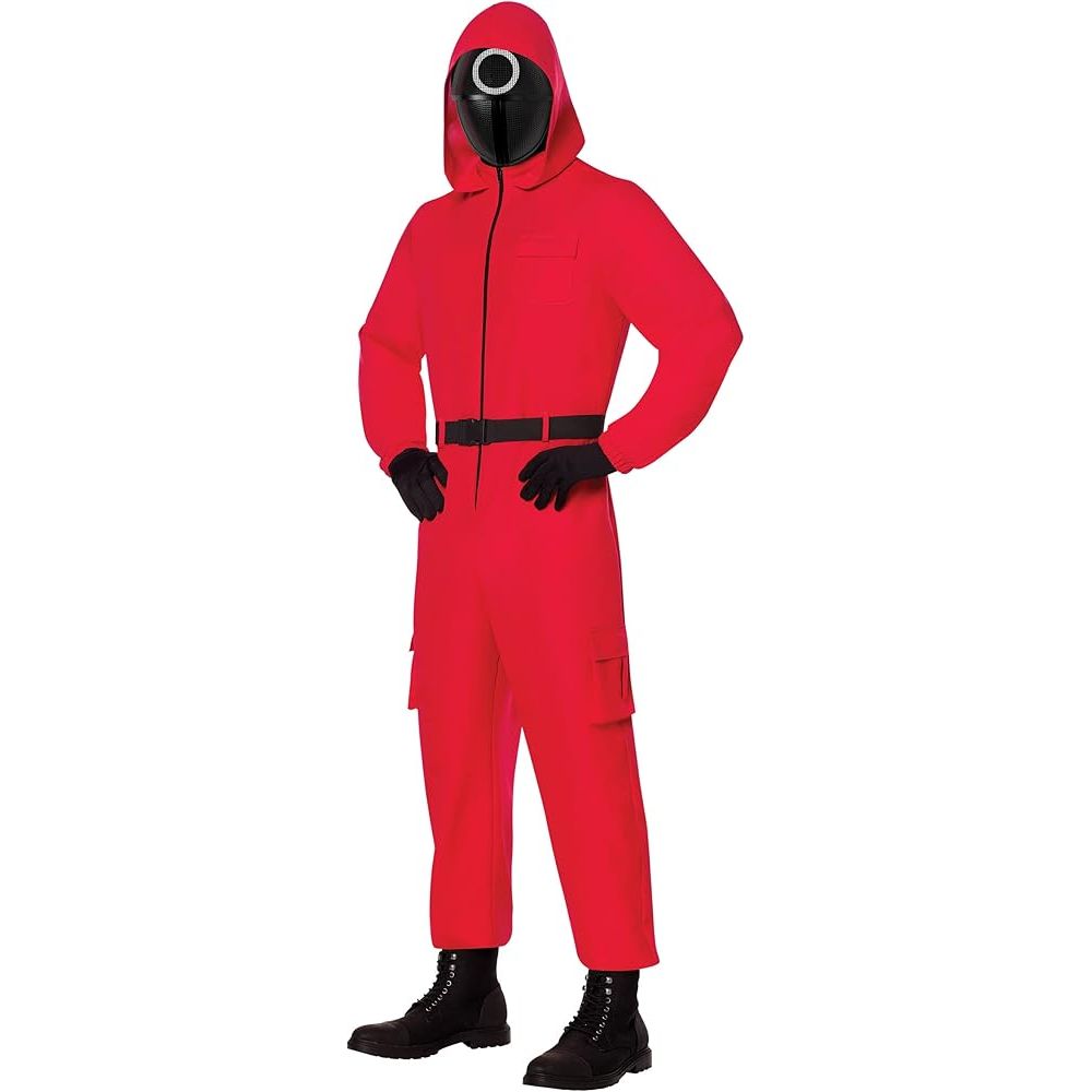 Squid Game Cosplay Kostuum - Rode Jumpsuit Met Rits Vooraan en Riem - Ademend en Licht Materiaal - Verkleedfeestjes, Halloween en Cosplay - Maat M (167-173 cm)