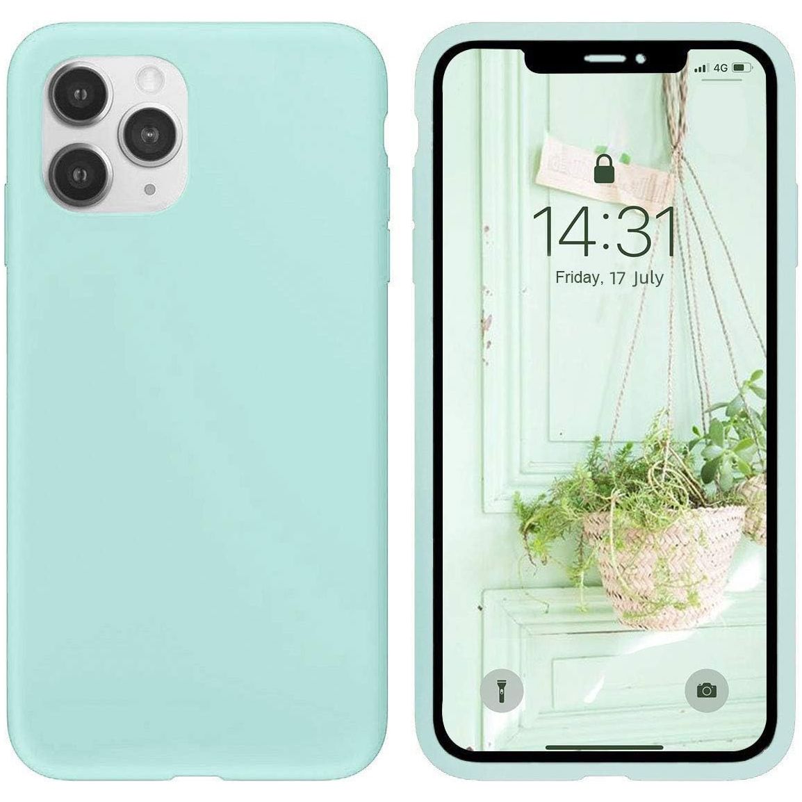 Hoesje voor iPhone 11 Pro Max - Dunne Vloeibare Silicone Hoes - Zachte Zijdeachtige Microvezel Doek - Matte Muntgroen - Gel Rubber Volledige Behuizing - Stijlvol Beschermend Schokbestendig Cover voor iPhone 11 Pro Max met 6,5-inch Scherm