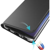 Galaxy J7 (2017) Hoesje - Premium Mobiel Telefoon Flip Cover voor Samsung Galaxy J7 Hoesje [Ingebouwde Magneet] Boek Hoesje PU Leren Hoesje [J7 J730], Zwart - Bescherm uw telefoon met stijl en duurzaamheid met dit premium PU lederen hoesje