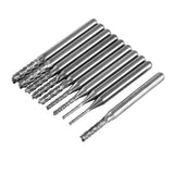 Set Van 10 Stuks - Wolfraam Carbide Eindfrees Gravure Set - Snijrand 1-3 mm - CNC Frees Snijbeitels Voor PCB, Metalen, Kunststoffen - 1/8 mm Schacht Diameter - Hoge Snelheid Precisie Graveren, Slijpen, en Bewerken