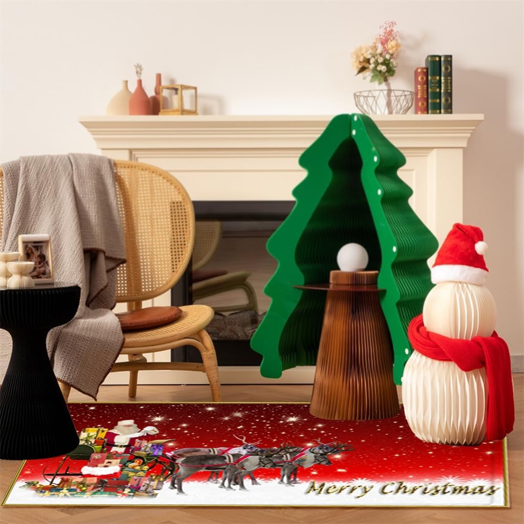 Kerstmat 60x180 cm - 3D Geprinte Antislip Vloermat - Feestelijke Kerstdecoratie voor Woonkamer, Keuken & Badkamer - Duurzaam en Comfortabel
