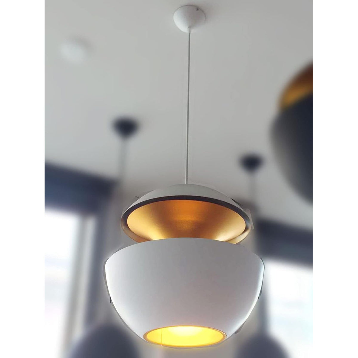 Nordic Modern Retro Luxe Hanglamp - Vintage Industriële E27 Edison Fitting - Enkelvoudige Kop - Keuken Eiland Cafe Pendelverlichting - Zwart - Diameter 35 cm - Voor Woonkamer, Slaapkamer, Kantoor - Scandinavisch Design