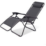 Lichtgewicht Opvouwbare Ligstoel 177x110cm – Verstelbare Zonneligstoel Met Kussen – Inklapbare Tuin Ligzetel Voor Terras, Balkon Of Camping – Zwarte Relaxstoel Met Rugleuning – Klapstoel Voor Buiten Gebruik