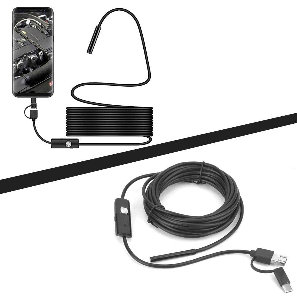 USB Endoscoop - 2 Meter - Inspectiecamera - Waterdicht IP67 - Ø5.5 mm - Met 6 Verstelbare LED Lampen - Compatibel met Android en Windows XP/7/8/9/10 - Voor Onderhoud en Reparatie