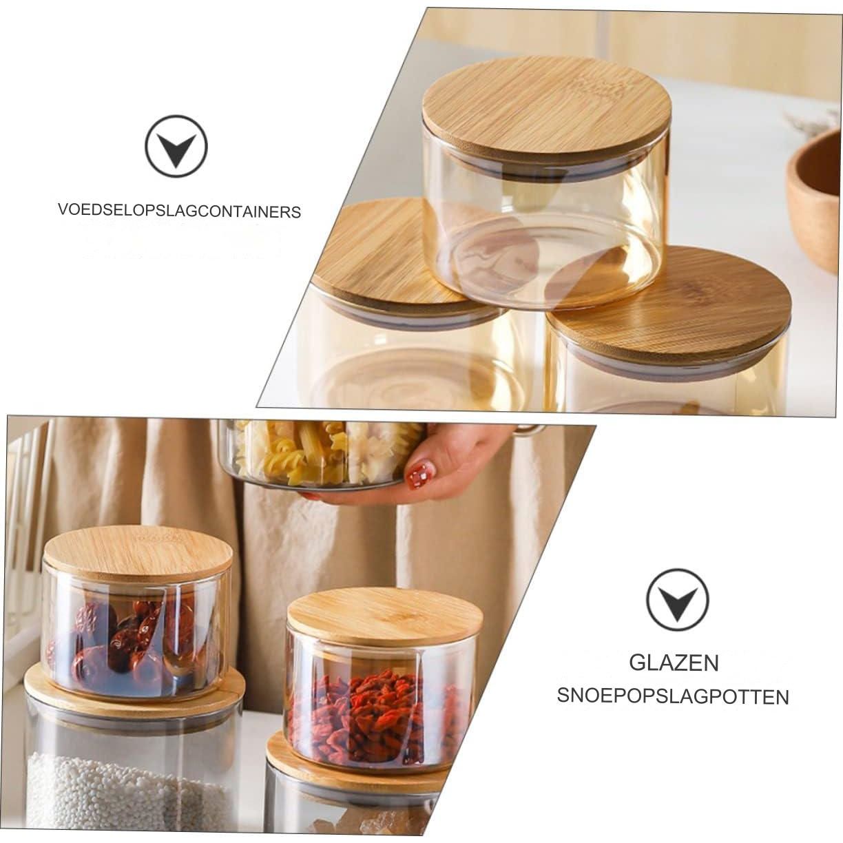 Glazen Voorraadpot - Mini Glazen Koekjestrommel - Keukenopslag Container - Glazen Theeblik - Apothekerspot - Voor Droogvoer, Granen, Suiker, Koffie, Honing - Luchtdichte Opslagpot - 10.5 x 10.5 x 10.5 cm - Transparant Glazen Voorraadbus