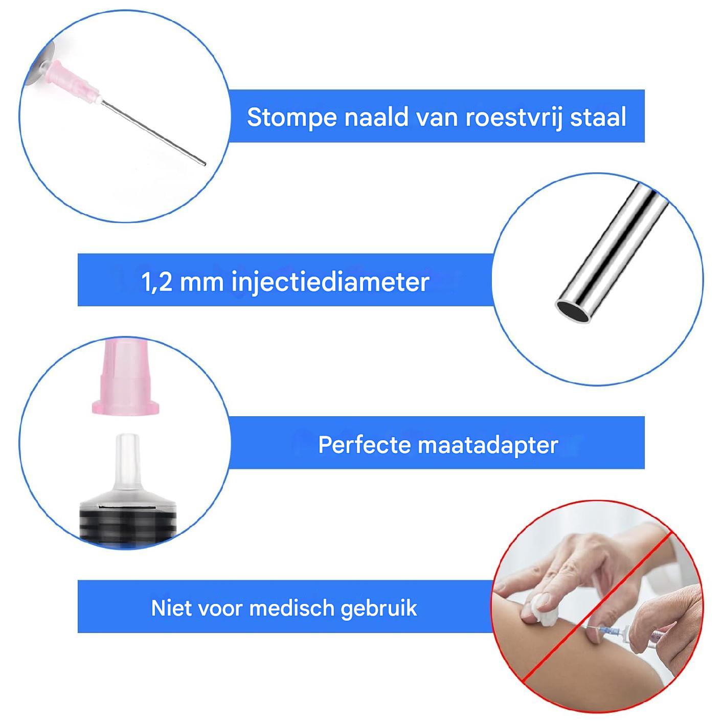 5 Stuks - 10 ml Spuitset met Stompe Naalden - Herbruikbare Kunststof Doseerspuiten - Inclusief Luchtdichte Doppen - Voor Hobby, Doe-Het-Zelf, Huisdierverzorging en Cosmetica