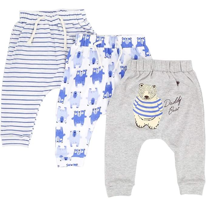 3-Pack Baby Harem Broekjes – Uniseks – 100% Katoen – Elastische Taille – Comfortabel en Ademend – Geschikt Voor Baby Jongens en Meisjes – Ideaal Voor Dagelijks Gebruik en Feestjes