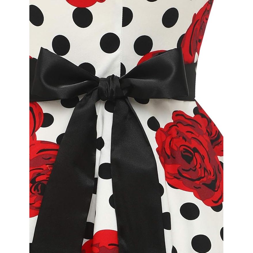 1950s Vintage Polka Dot Swing Jurk – Retro Rockabilly Cocktailjurk – Met Verborgen Ritssluiting en Elastische Rug – Knielang – Perfect Voor Proms, Bruiloften, Feestjes en Thema-Events