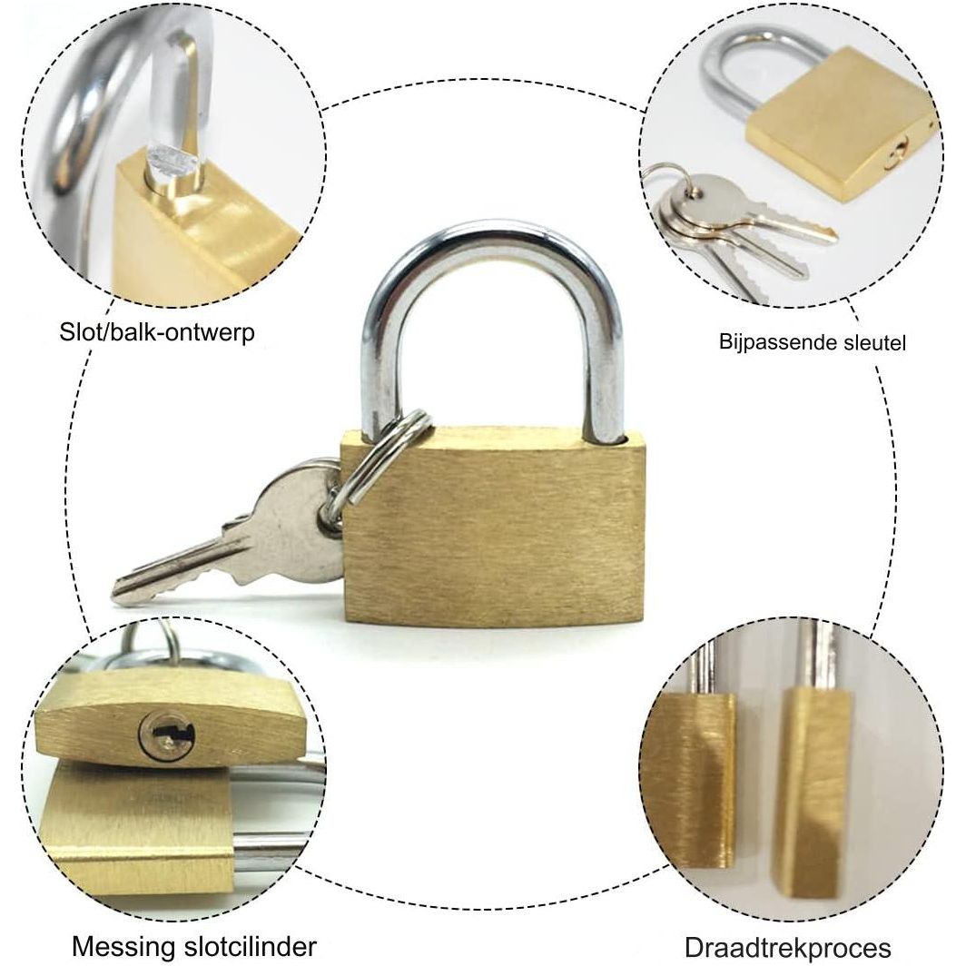 2 Stuks - Premium Set Robuuste Hangsloten van 4cm met Sleutel - Weerbestendig, Veilig en Duurzaam - Perfect voor Koffers, Kasten, Kluisjes, Gereedschapskisten - Uitstekende Beveiliging voor Thuis en Onderweg