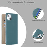 Hoogwaardig iPhone 13/14 Leren Hoesje - Multifunctioneel Portemonneeontwerp met Kaarthouder - Flip Folio Echt Leren Cover voor iPhone 13/14 - Blauw met Creditcardgleuven - Voor Zowel Heren als Dames - Beschermende en Stijlvolle Case