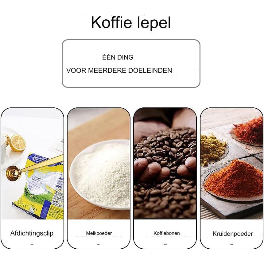 Koffieschepje van 7 Inch met Zakclip, Zilveren Koffieschepje in SUS 304, Koffieaccessoire Koffielepel voor Meten, Afsluiten, Koffiemaatschepje voor Koffiebonen, Melkpoeder