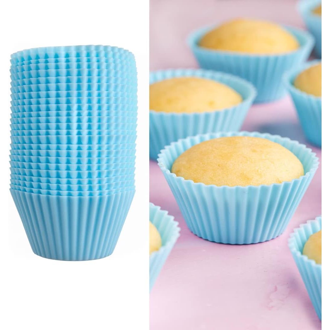 8 Delige - Set Siliconen Airfryer Liners Met  7.5inch - Ronde Siliconen Airfryer Pot Herbruikbaar - Siliconen Airfryer Mandje met Handvat - Gemakkelijk Schoon te Maken Voedselveilige Airfryer Accessoires (Blauw+Grijs)
