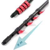 XPOtool Telescoop Wasborstel met Watertoevoer – Uitschuifbare Aluminium Steel tot 9 Meter – Compleet met 10 m Slang – Zachte Borstel met Verstelbare Hoek – Reinigingsset voor Zonnepanelen, Ramen, Dak, Caravan en Vrachtwagen – Professioneel Gereedschap