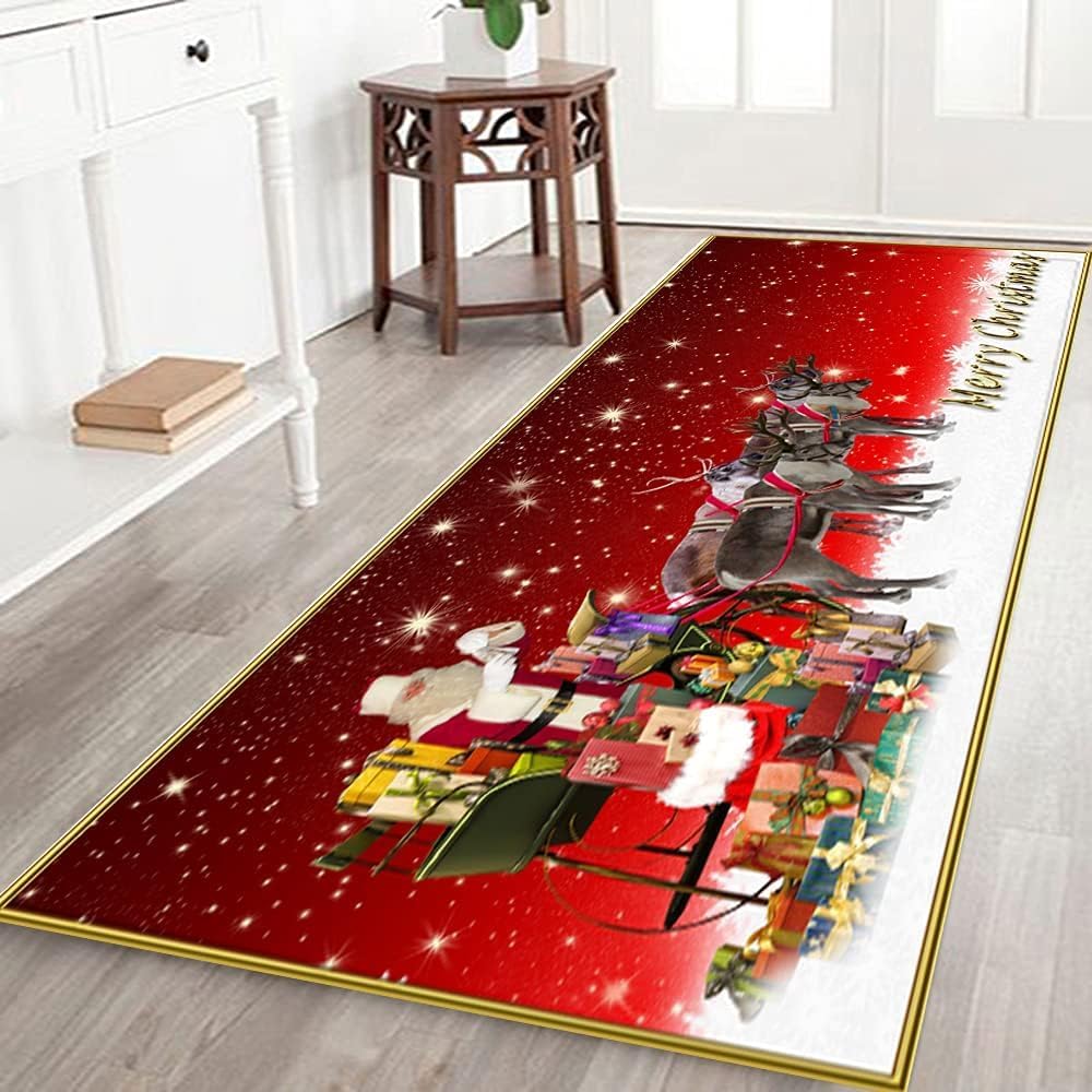 Kerstmat 60x180 cm - 3D Geprinte Antislip Vloermat - Feestelijke Kerstdecoratie voor Woonkamer, Keuken & Badkamer - Duurzaam en Comfortabel