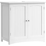 VASAGLE Wastafelonderkast Met 2 Deuren – Badkamerkast 70 x 70 x 40 cm – Opbergkast Met Verstelbaar Legplankje En Sifonuitsparing 19,5 x 15 cm – MDF – Wolkenwit – Moderne Onderkast Voor Wastafel Of Wasruimte