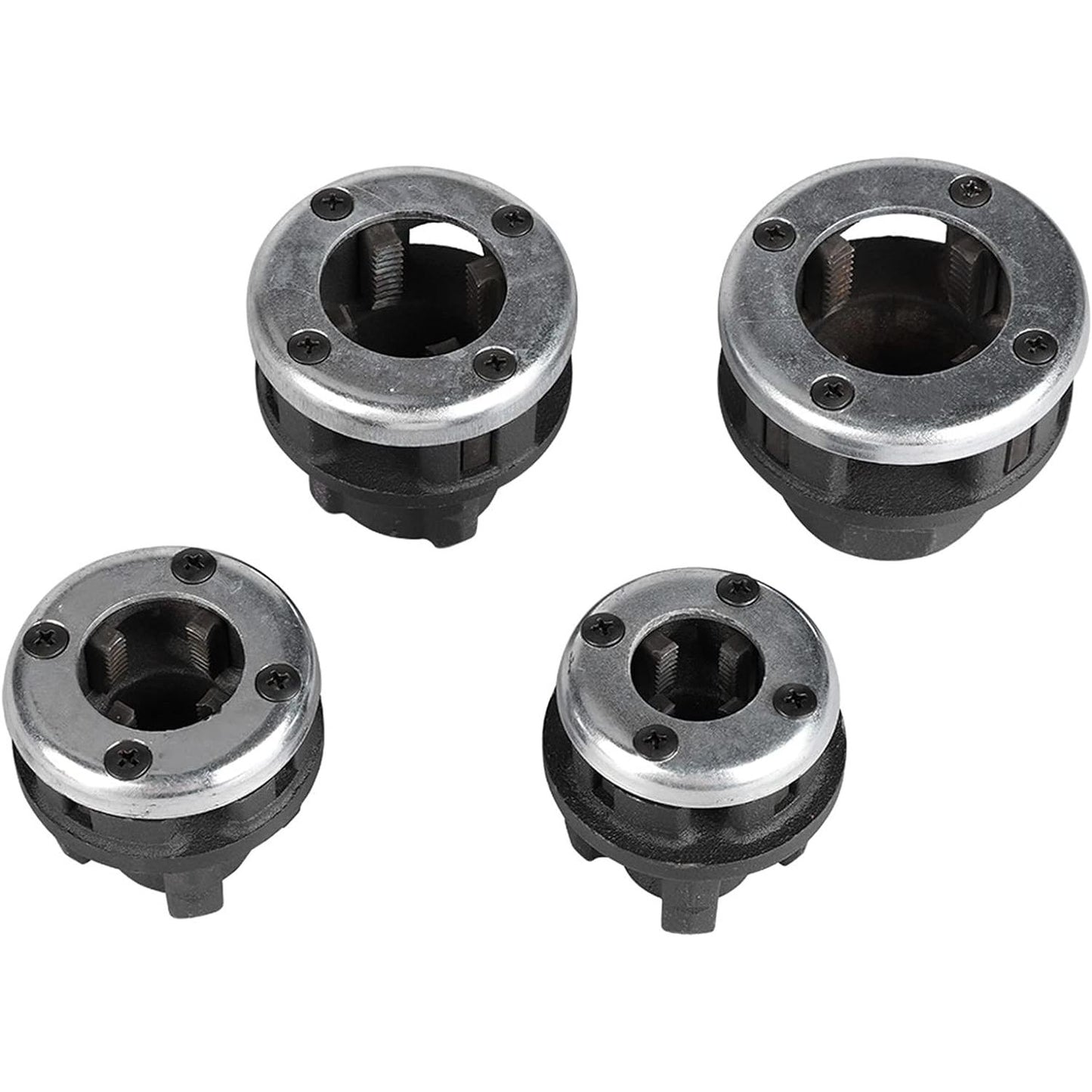 Pijp Kraan Set met 4 Kraan Matrijzen 1/2 Inch 3/4 Inch 1 Inch 1-1/4 Inch Hand Snij Klemmen Pijp Snijder voor Pijpverbindingen - Pijptap Set - Snijklem Set voor Pijptappen - Pijp Kraan Set met Snijklemmen - Handmatige Pijp Snijder Kit met Kraan Matrijzen