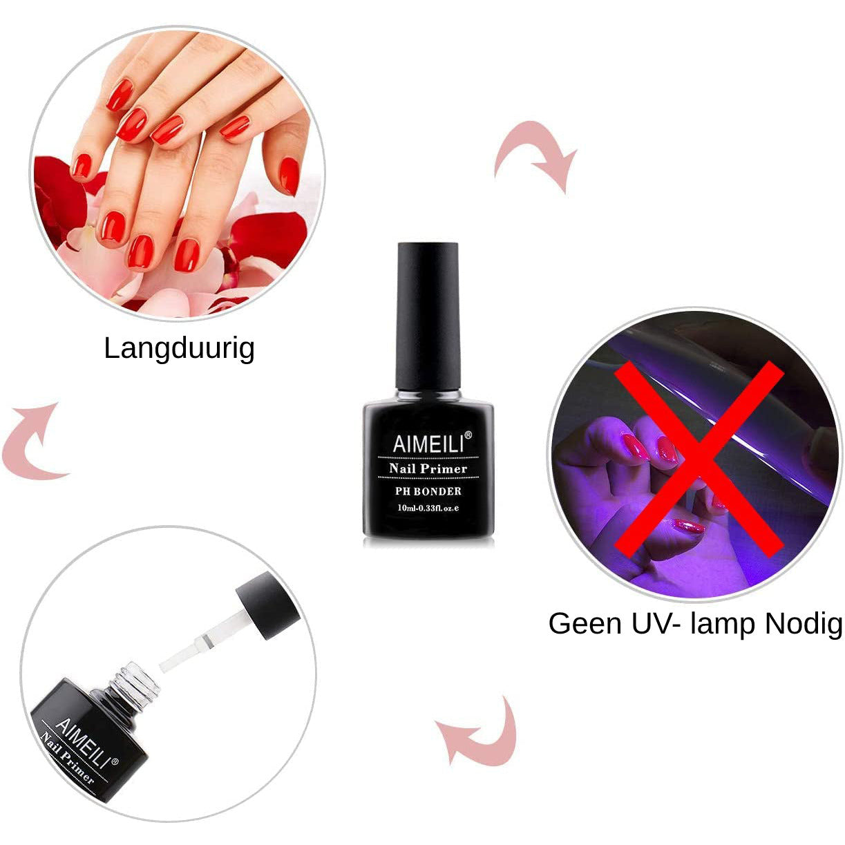 6 Stuks - AIMEILI Nagelprimer - UV Gel Nagellak Primer voor Sterke Hechting - Voor Bouwgel, Kleurengel, Acrygel, Acryl - Luchtgedroogd, UV/LED Lamp Niet Nodig - 10 ml