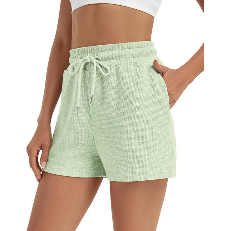 Dames Shorts Comfortabel en Los Model - Gemaakt van Zacht Wafel Katoen - Perfect voor Zomer en Herfst - Casual Lounge Broek met Trekkoord voor Optimale Pasvorm - Modieuze Keuze voor Dagelijks Gebruik