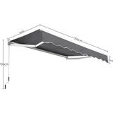 Klembare Uitvalscherm Met Handmatige Zwengel – Zonnescherm – Uv-Bescherming – Waterafstotend – Hellingshoek Verstelbaar Van 5 Tot 35 Graden – Aluminium Frame – Voor Terras, Balkon Of Veranda – Donkergrijs – 250 x 200 cm