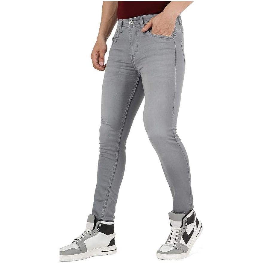 Slim Fit Jeans voor Mannen - Premium Katoenen Stretchstof - Lichtgrijs Effen Jeans Broek - Elegant en Casual - Maat 30 - Hoogwaardige Stof voor Uitstekende Pasvorm en Comfort - Tijdloze Moderne Herencasual