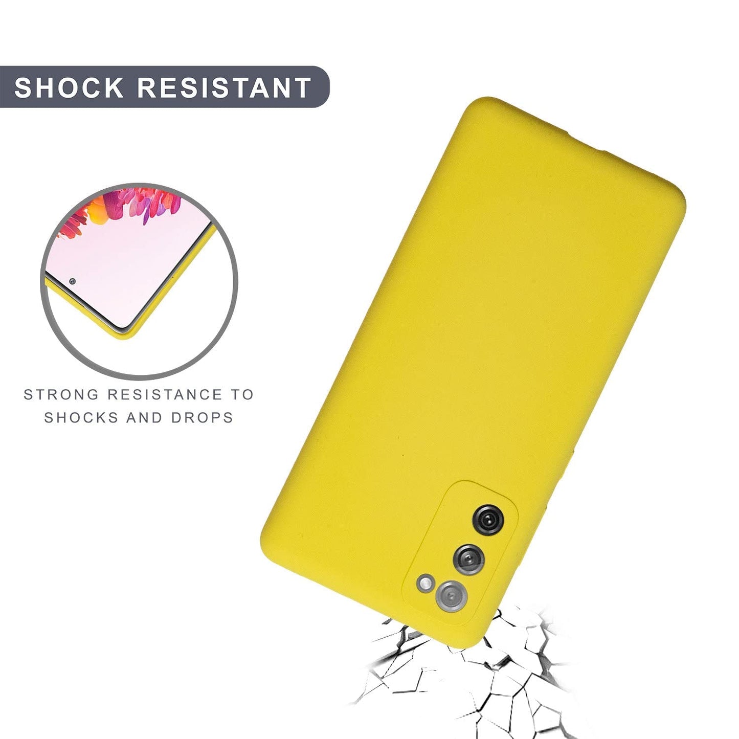 Volledige Body Armor Hoesje voor Samsung Galaxy S20 FE - Soft-Touch Siliconen Schokbestendige Cover - Antislip Case - Ultieme Bescherming & Stijlvolle Uitstraling - Geel