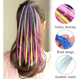 Haarextensies - Felgekleurde Gevlochten Haarbanden - Elastische Band - 40cm Lengte - Ideaal voor Meisjes & Vrouwen - Unieke Tint - Set van 8