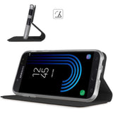 Galaxy J7 (2017) Hoesje - Premium Mobiel Telefoon Flip Cover voor Samsung Galaxy J7 Hoesje [Ingebouwde Magneet] Boek Hoesje PU Leren Hoesje [J7 J730], Zwart - Bescherm uw telefoon met stijl en duurzaamheid met dit premium PU lederen hoesje