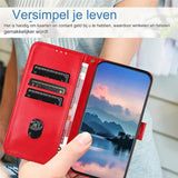 Effen kleur - Kickstand Flip - Handriem - Kunstleer - Portemonnee Hoes voor Samsung Galaxy S10 - Telefoonhoesje met Standaardfunctie en Polsband - Beschermende Flip Case - Rode Wallet Cover voor Samsung Galaxy S10