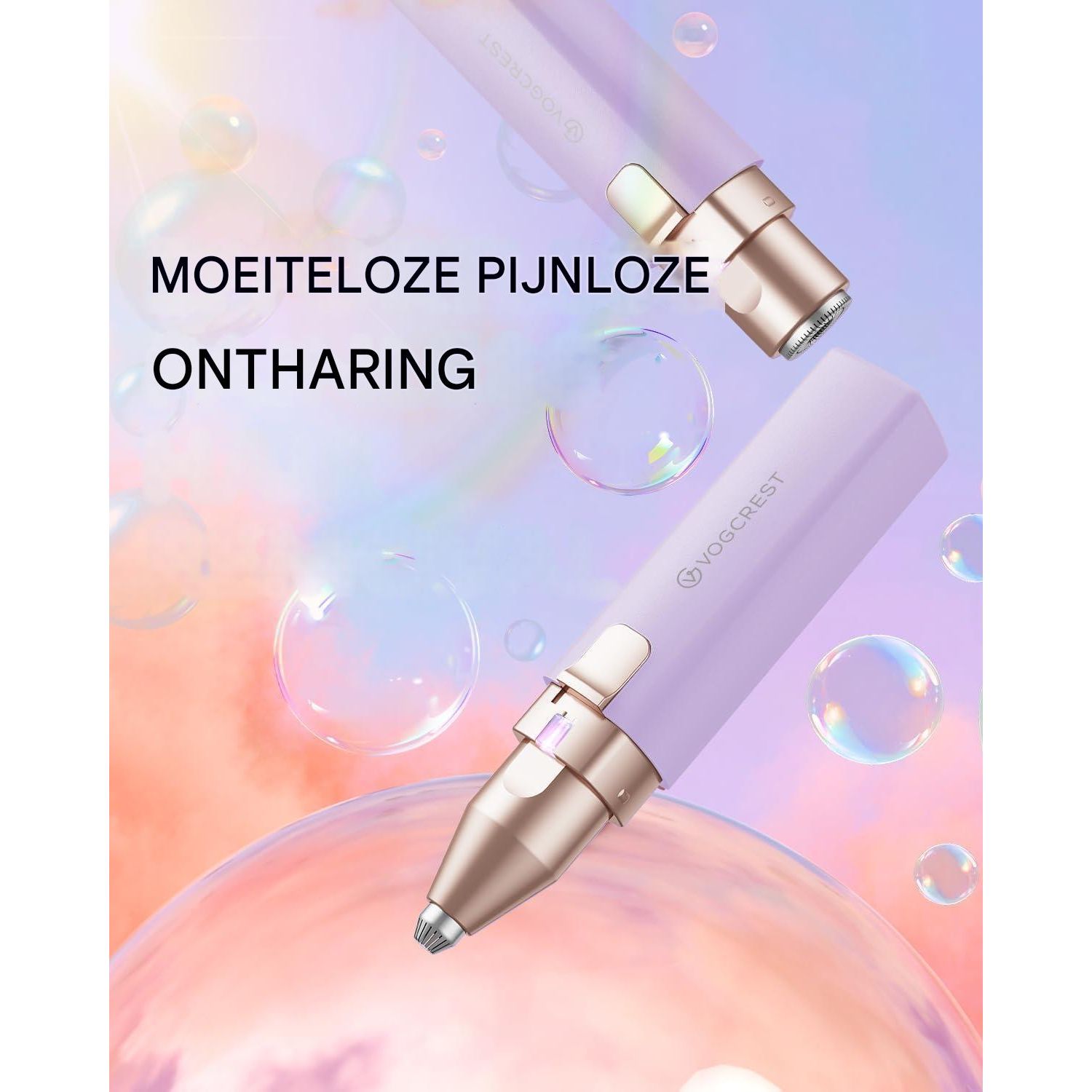 Vogcrest - 2 in 1 Elektrische Gezichts- en Wenkbrauwtrimmer – Oplaadbaar via Type-C met Ingebouwde LED-Lamp – Draagbaar & Discreet – Pijnvrije Haarverwijdering voor Vrouwen – Geschikt Voor Gezicht, Lippen & Wenkbrauwen