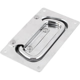 Heavy Duty Inbouw Handgreep – Rechthoekig – Metaal – 132 x 80 mm – Verzinkte Toolbox Greep – Zilver – Voor Aluminium Koffer, Gereedschapskist, Deur of Lade – 4 Gats Bevestiging – Zonder Schroeven