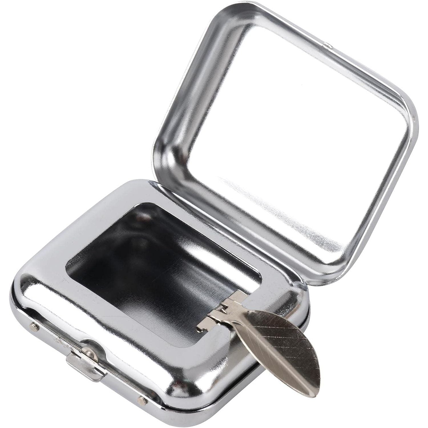 Draagbare Mini Metalen Zakasbak - Pocket Asbak - Afneembare Vierkante Asbak met Deksel voor Onderweg - Geschikt voor Buitenreizen en Zakelijk Gebruik - Zilver