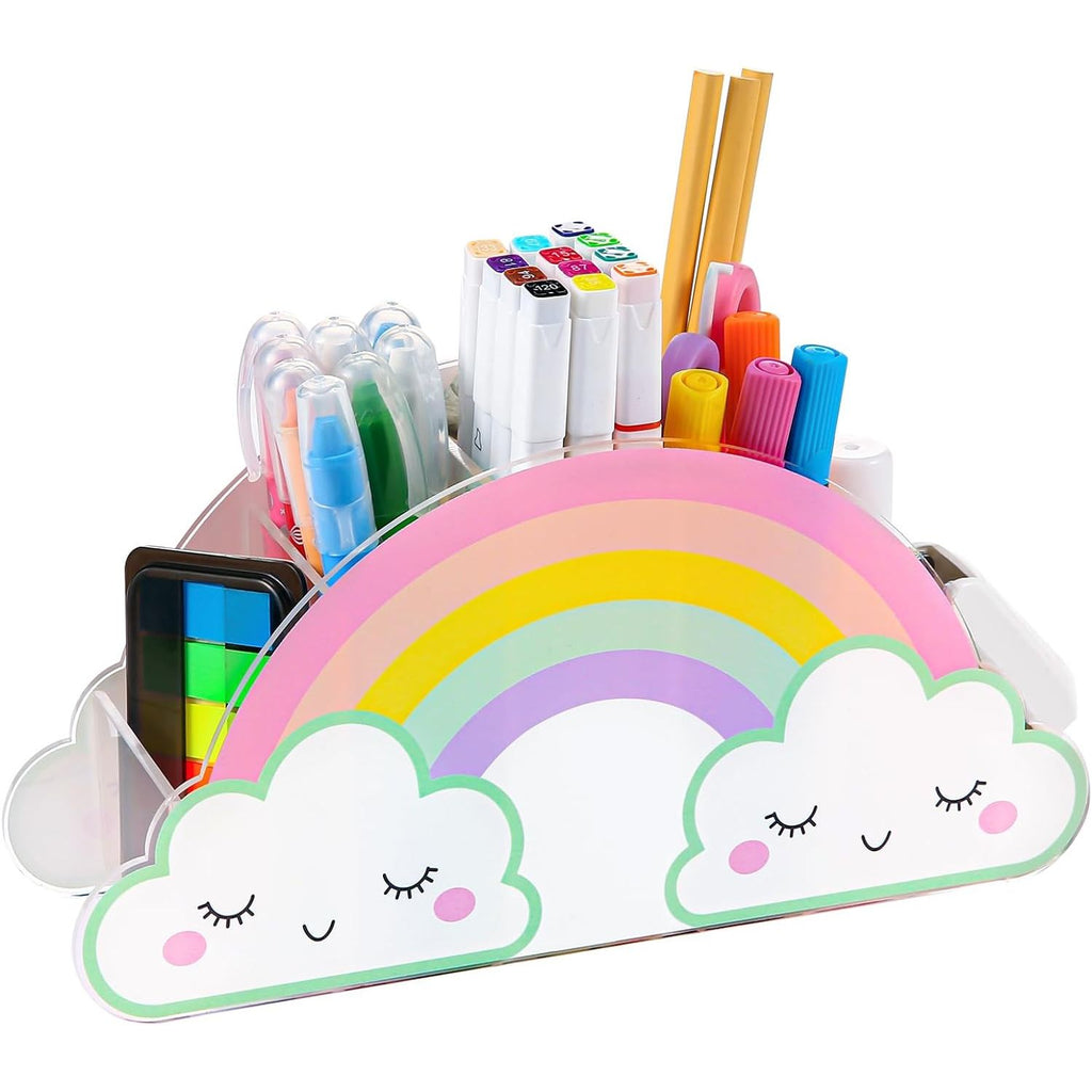 Regenboog Acryl Pennenhouder – Multifunctionele Organisator voor Bureau – Voor Pennen, Potloden, Make-upkwasten &amp; Kantoorbenodigdheden