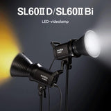 2 Delig - Godox SL60IIBI Bi-Color LED Studiolampen Set - 2800K-6500K - Professionele Video- en Fotografieverlichting - Bowens Mount - Incl. 2x Softbox 60x90 cm met Raster, 2x Lichtstatief en Draagtassen - SL60IIBI KIT2