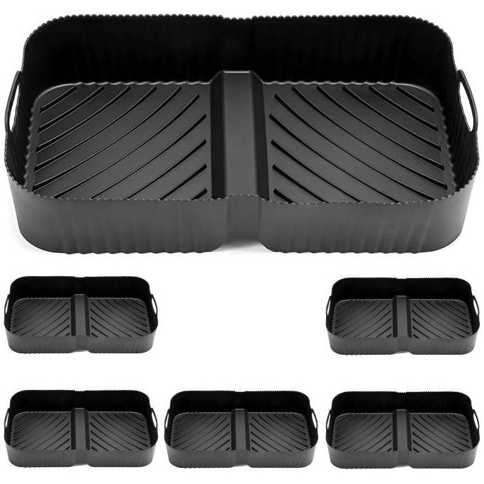 6 Stuks – Siliconen Airfryer Liner Geschikt Voor Ninja Foodi FlexDrawer AF500UK 10.4L – Herbruikbare Non-Stick Trays – Airfryer Accessoires – Hittebestendig – Vaatwasserbestendig – Voor Oven, Magnetron, Grill En Stoomoven