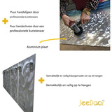 4 Stuks - 3D-Metaal Schilderijen - Aluminium Wanddecoratie - Handgemaakt - Zandgepolijst - Set Wandpanelen - 40 x 40 cm per Paneel - Abstracte Muurdecoratie - Model JD-131 - Voor Woonkamer, Slaapkamer, Kantoor