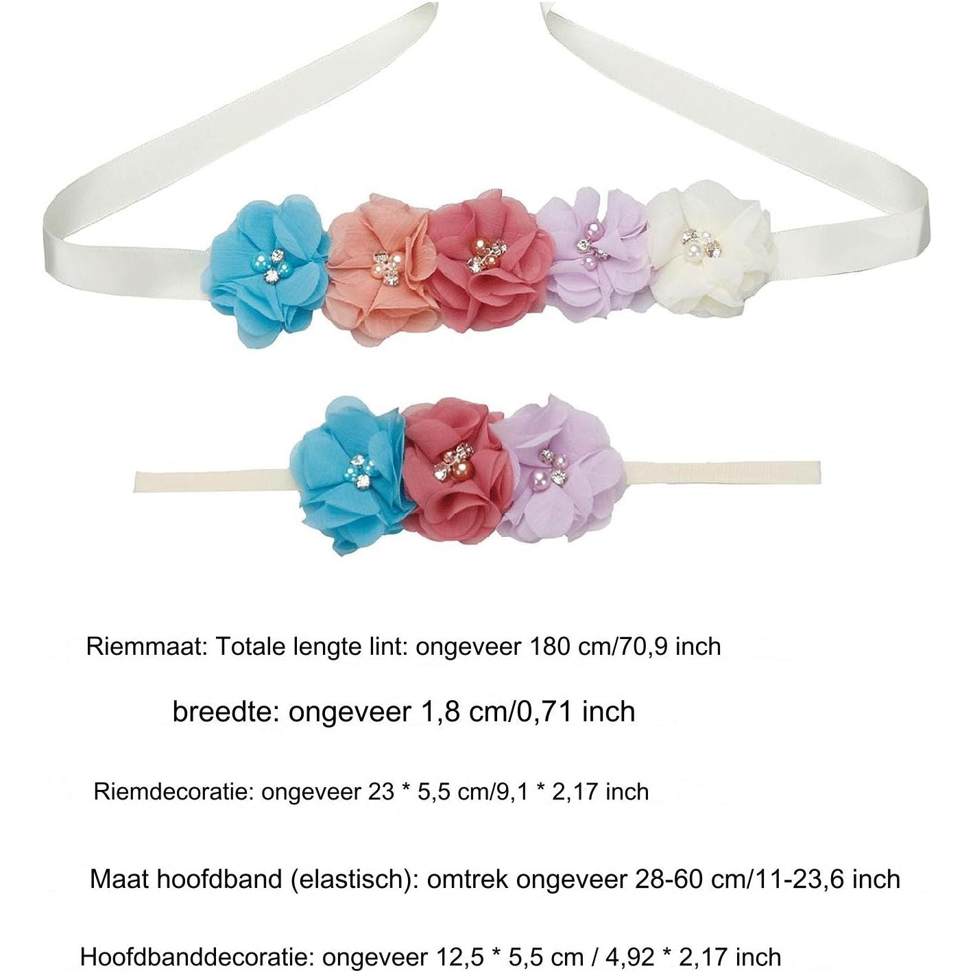 Bloemen Diadeem Set voor Vrouwen en Meisjes - Perfect voor Bruiloften, Babydouches en Feestfoto's - Kleurrijke Hoofdbandjes met Sierlijke Sjerpen - Unieke Accessoires voor Speciale Gelegenheden - Hoogwaardige Kwaliteit en Duurzaamheid