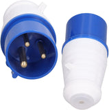 Robuuste Industriële CEE-Stekker - Waterdichte 3-pins IP44 CEE-Stekker van 32A, EU-Stecker 220-250V Blauw, Essentieel voor Betrouwbare Elektrische Aansluitingen in de Industrie, Geschikt voor Zware Belastingen en Veeleisende Omgevingen (HR-023 Mannelijk)