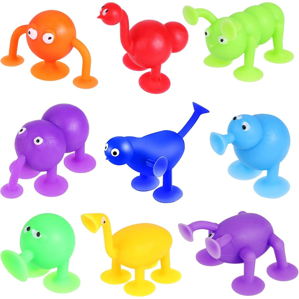 9-Delige Zuig-Speelgoedset - Siliconen Bouwblokken & Dierenfiguren - Educatief Bad & Sensorisch Speelgoed voor Kinderen