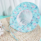 Baby Strandhoed Met Bloemenprint - Blauwe Zonnehoed Voor Baby's - Ademend En Sneldrogend Materiaal - Verstelbare En Comfortabele Pasvorm - Geschikt Voor Zonbescherming Op Strand Of Vakantie Maat 50 - Baby Beach Bucket Hat Blauw Met Bloemen