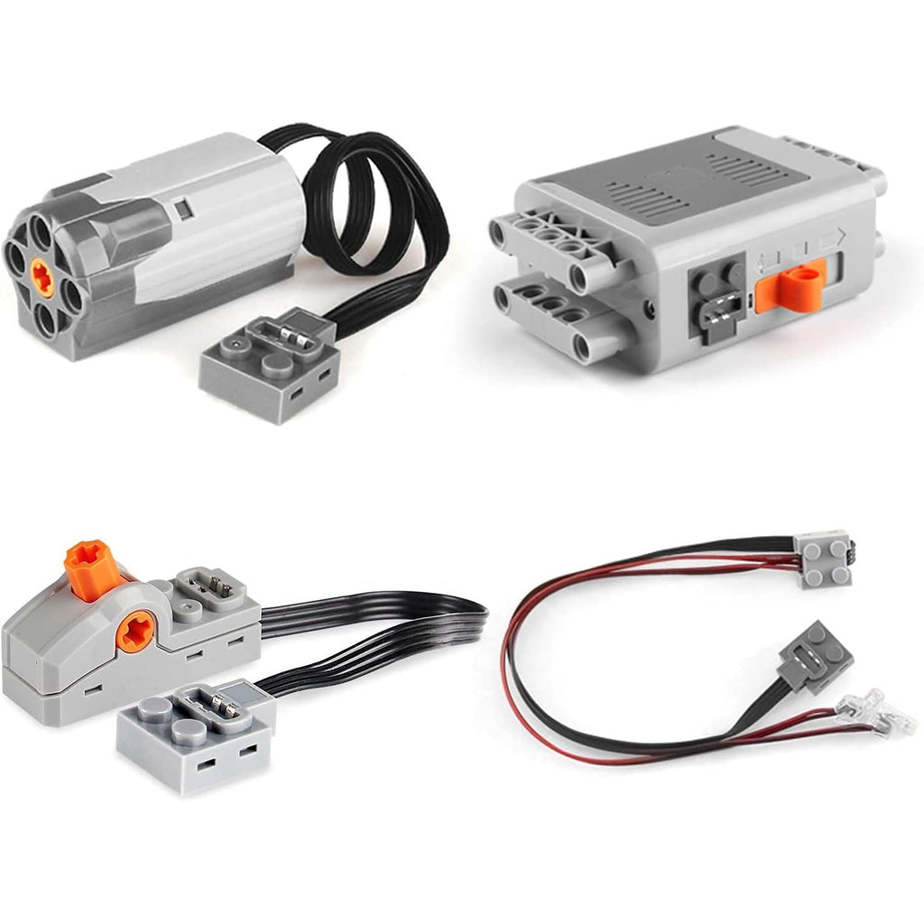 ZMBlock - 4 Delig - Bouwsteen Motor - Compatibel Met Lego - Lego Elektrische Motor, Schakelaar en LED Lampje - Motor Voor Bouwstenen - Programmering Onderwijs - 1 Medium Motor, 1 Batterijbox, 1 Lichtkabel, 1 Schakelaar - STEM Speelgoed