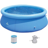 Crivit Quick Up Zwembad - Ø240x63 cm - Opblaasbaar Badrand - Inclusief Filterpomp &amp; Cartridge - 3-laags PVC - 2.074L Watercapaciteit