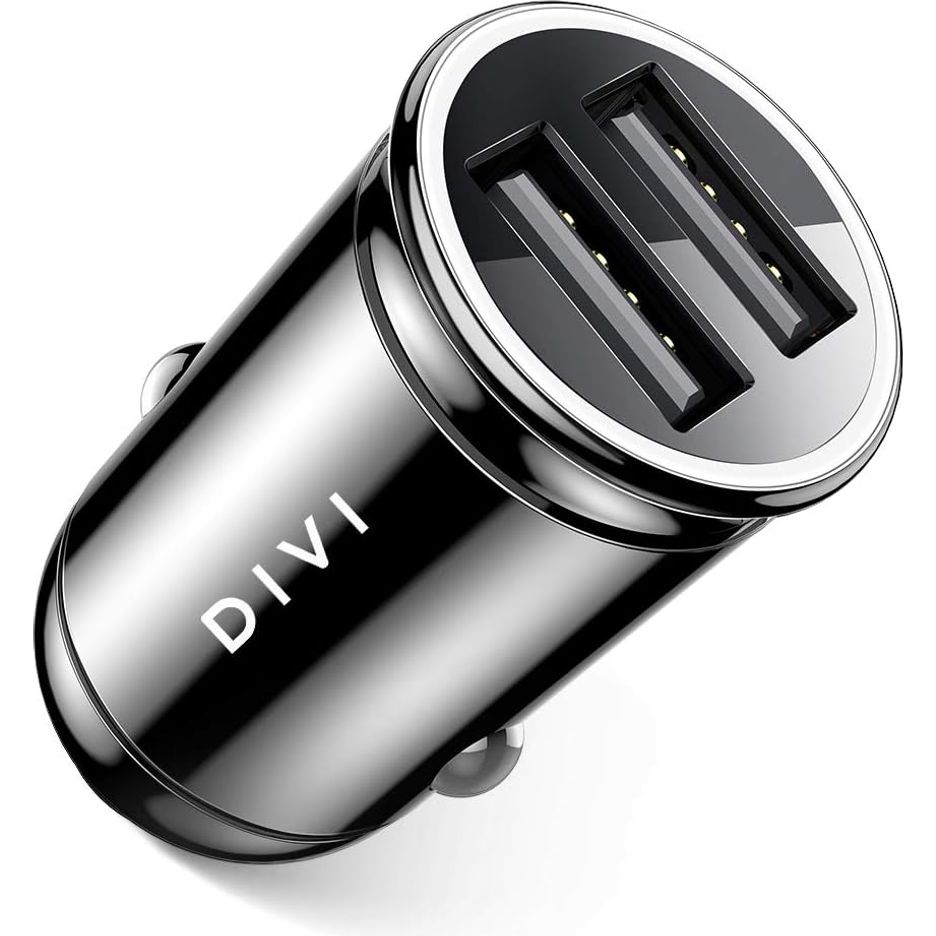 Snel Opladende Auto Oplader-Dubbele-USB-4.8A-24W-Volledig-Metaal-Met-Auto-Voltage-Statusweergave-Mini-Oplader-Compatibel-Met-iPhone-X-XS-XR-XS-Max-8-Plus-Galaxy-S8-S7-Edge-Huawei-Zwart