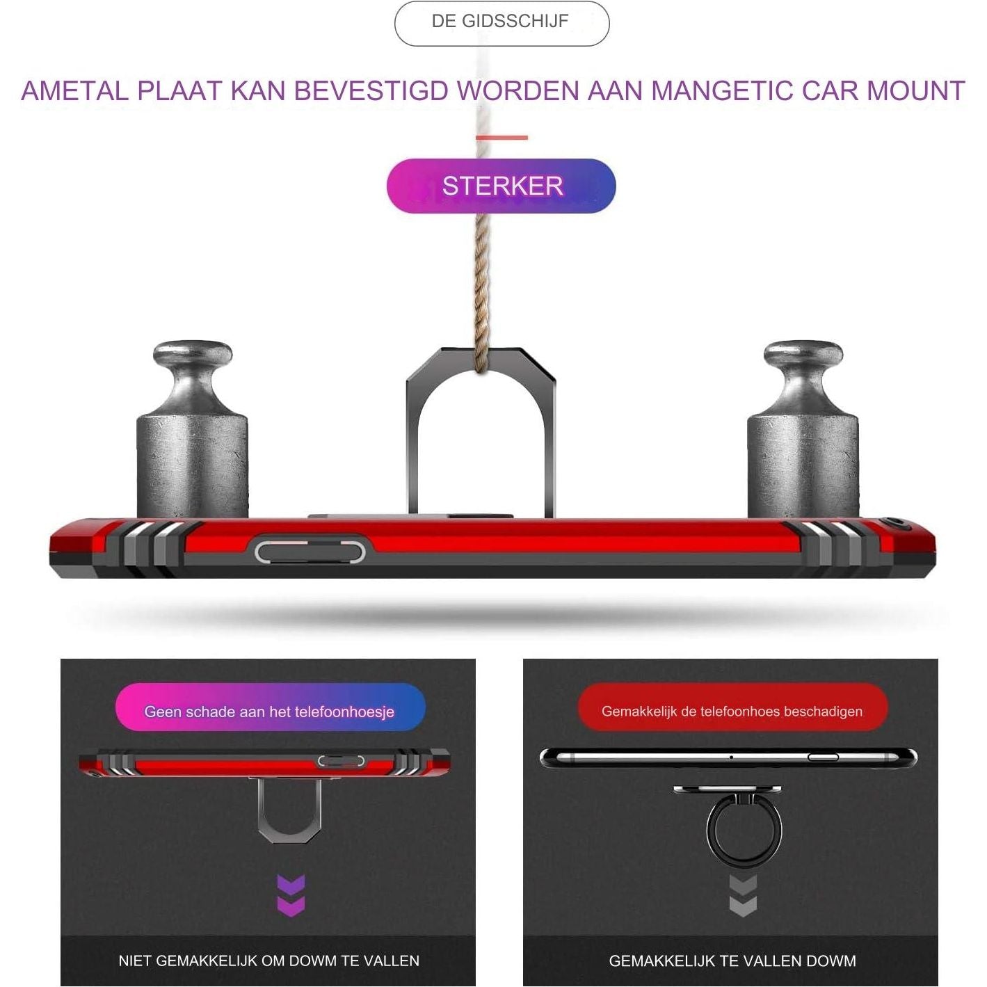 Heavy Duty Beschermhoesje + Screen Protector - Geschikt voor iPhone X / Mobiel Hoesje iPhone XS - met Gehard Glas Schermbeschermer, 360 Graden Ringhouder, Militaire Pantser Mobiele Telefoonhoesjes, Schokbestendige Cover, Beschermend Hoesje