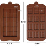2 stuks - Siliconen Chocoladevormen - Niet-Klevende Chocoladeschimmels - Mini Chocolade Reepvormen - Twee Verschillende Stijlen van Bruine IJsblokjesbakvormen - Snoep Chocolade Bakken Keukenmallen - Chocolademallen - Chocoladevormen Set
