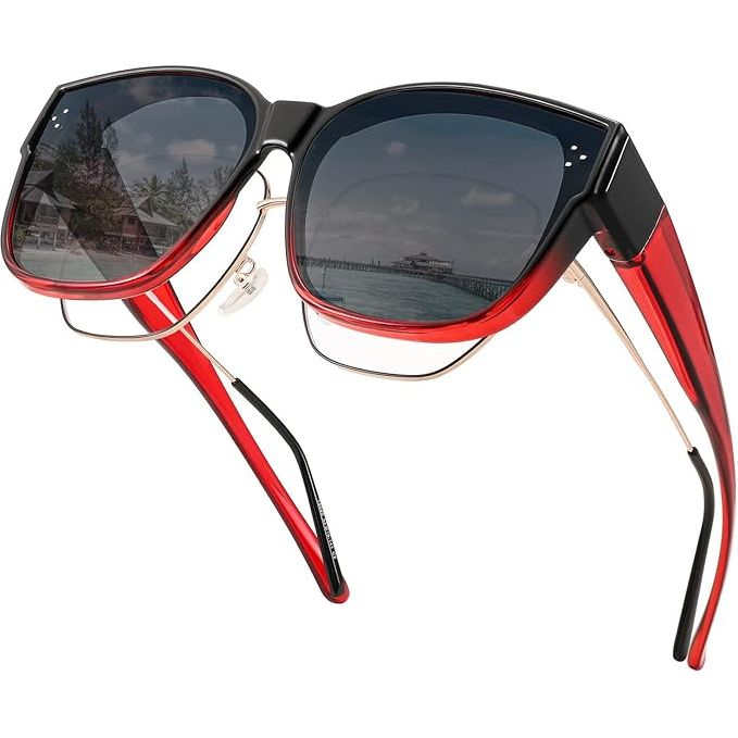Modieuze Gepolariseerde Zonnebrillen voor Dames en Heren - Oversized Trendy Vierkante Cat Eye Brillen voor Over de Bril - Zonnebril Op Sterkte voor Rijden en Outdoor - Beschermende UV400 Glazen - Stijlvolle Overzet Zonnebril B2849