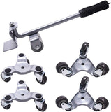 5 Delig - Heavy Duty - 3-Wiel Verhuis Dolly Set - 15 cm Stalen Tri-Dolly - Ergonomisch Verhuissysteem voor Zware Ladingen tot 400 kg - Voor Meubels, Apparaten en Industriële Gebruiken - Inclusief 4 Wielen en Lifter