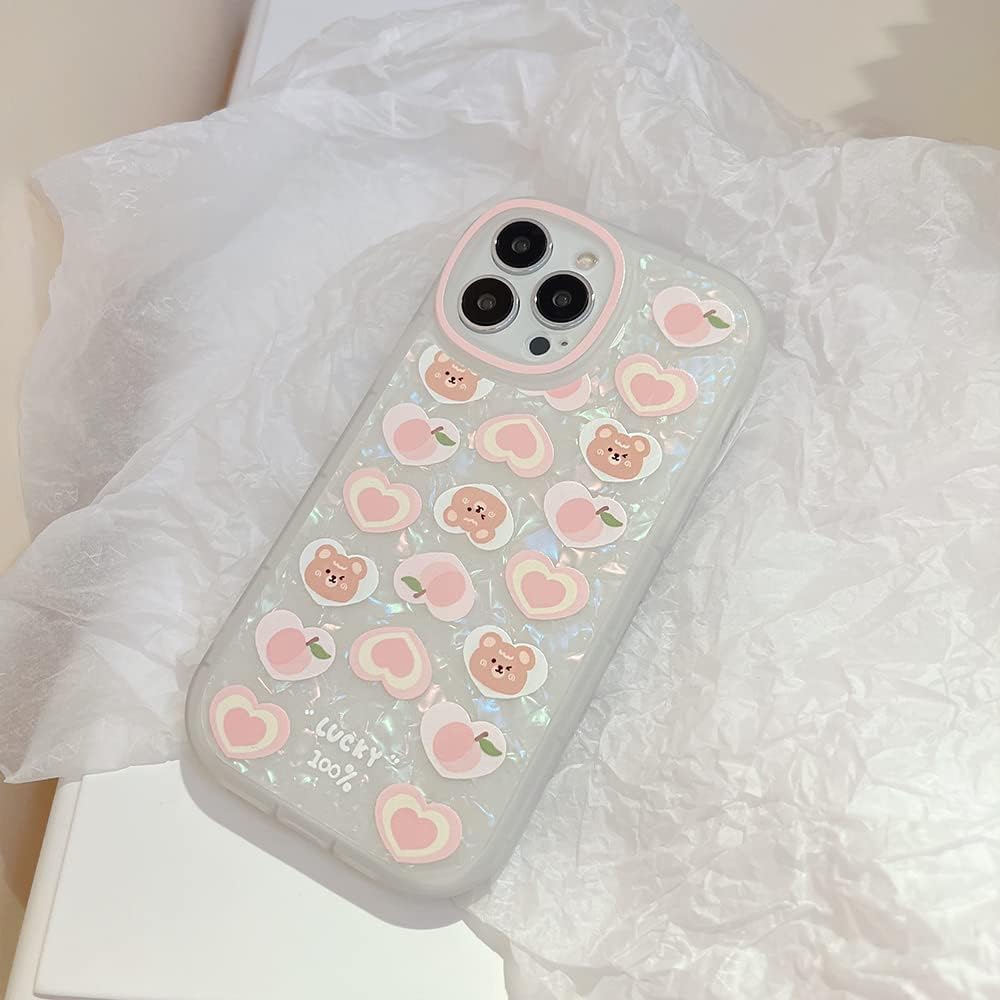 iPhone 11 Hoesje met Beer Liefdeshart Ontwerp en Parel Armband Ketting - Modieus en Beschermend - Wit - Geschikt voor Draadloos Opladen