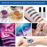 Complete Glitter Tattoo Set – 212 Sjablonen – 30 Kleuren Glitters – Biologisch Afbreekbare Huidglitter – Schminksjablonen voor Kinderen – Huidlijm Inclusief – Knutselset voor Meisjes en Jongens – Tattoo Knutselpakket