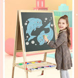 2-in-1 - Dubbelzijdige Kunst Easel - Verstelbare Hoogte - Kinder Schoolbord en Whiteboard - Magnetische Tekentafel - Inclusief Accessoires, Krijt en Spons - Voor Peuters en Kinderen