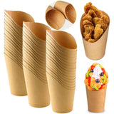 50 Stuks - Kraft Papieren Bekers 14 OZ - Franse Friet Houder - Oliebestendige Snack Bekers - Bruine Takeaway Papieren Bekers - Voor Friet Chips Wafels Cakes en Meer